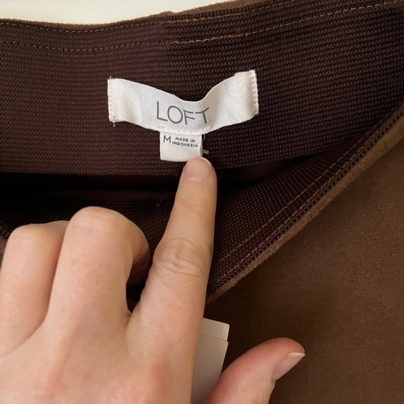 LOFT Brown Faux Suede Leggings Sz M - Picture 5 of 7